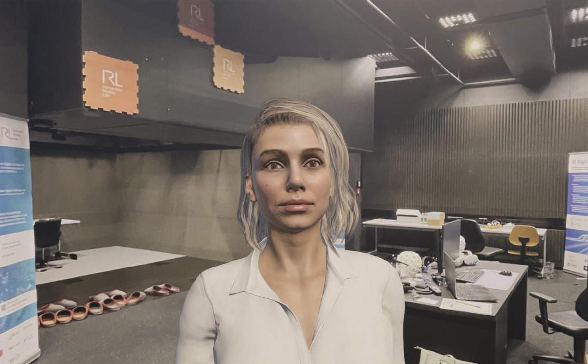 Screenshot of the IRL's conversational lab assistant avatar at avatar.immersive-reality-lab.de.