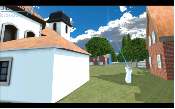 It shows how the person stands in the 3D scene while using a Virtual Reality headset