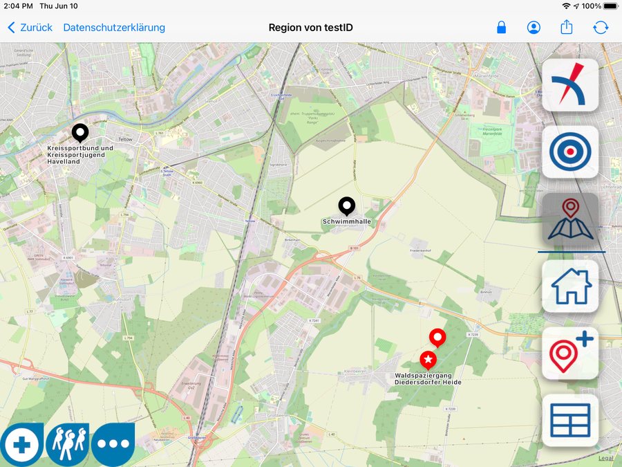 Map view with regional offers from the database